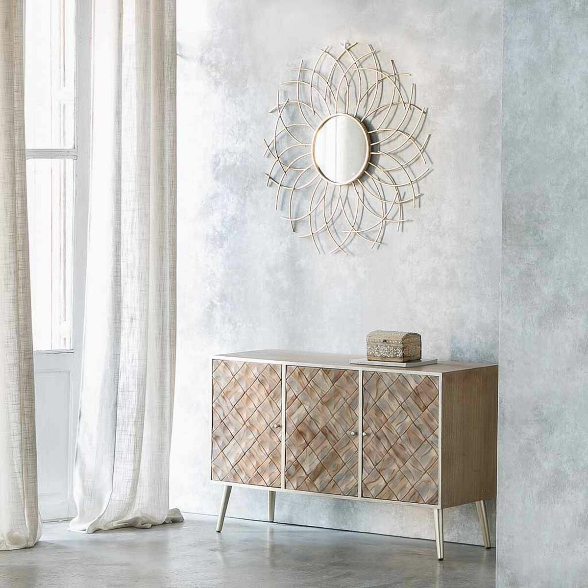 Väggspegel Alexandra House Living Gyllene 3 x 89 x 89 cm Cirklar - 3