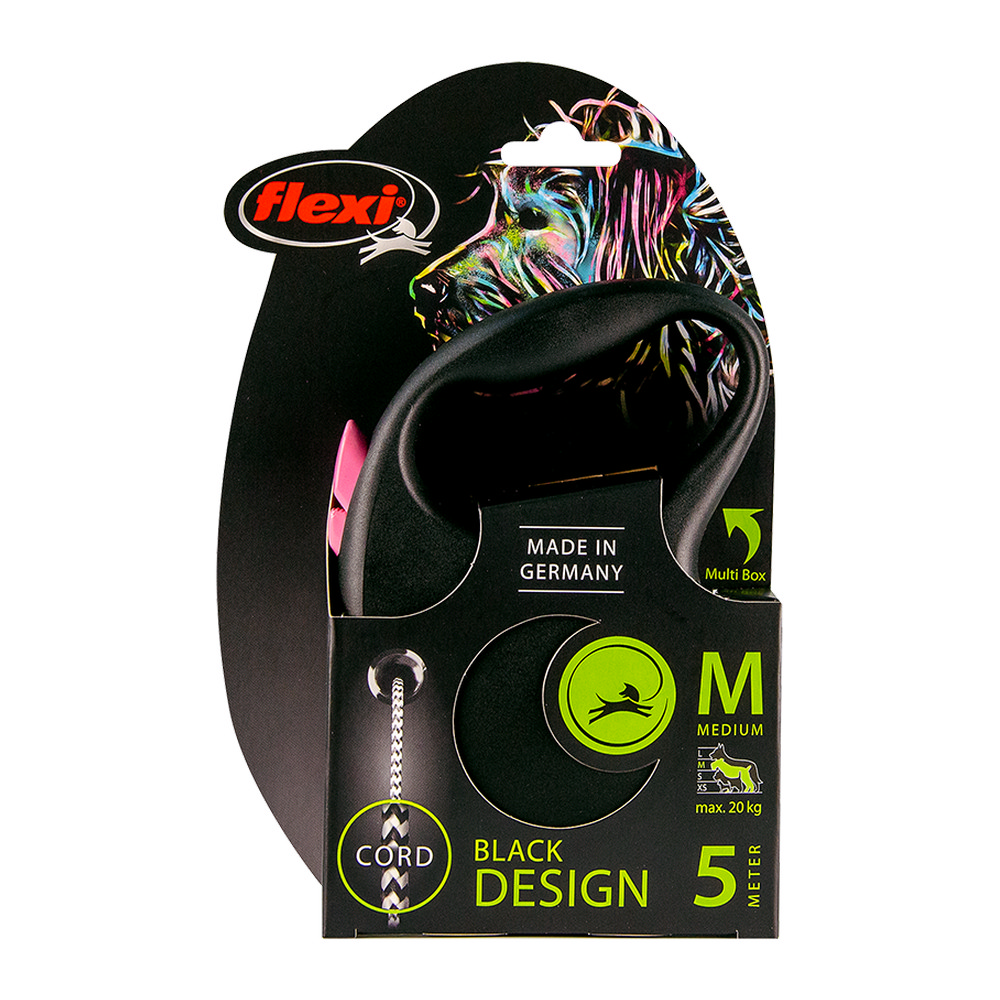 DoHundkoppel Flexi BLACK DESIGN 5 m Rosa Storlek S - 3