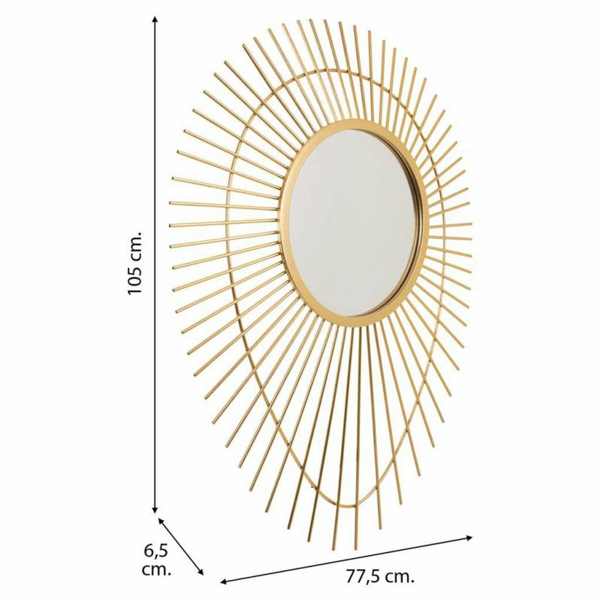Väggspegel Alexandra House Living Gyllene 6 x 105 x 77 cm Cirklar - 5