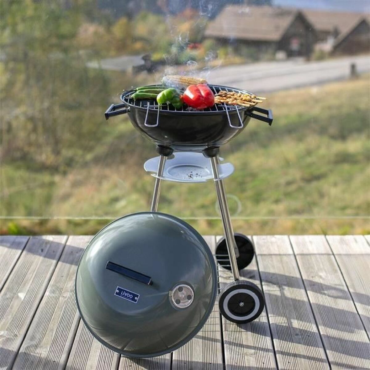 Bärbar Grill Livoo DOC172K Förkromat stål Ø 42 cm - 3