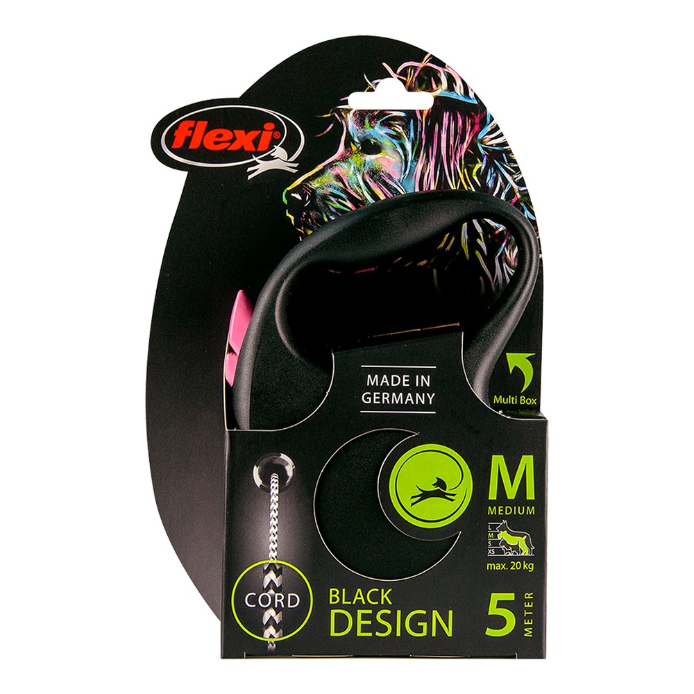 DoHundkoppel Flexi BLACK DESIGN 5 m Rosa Storlek M - 3