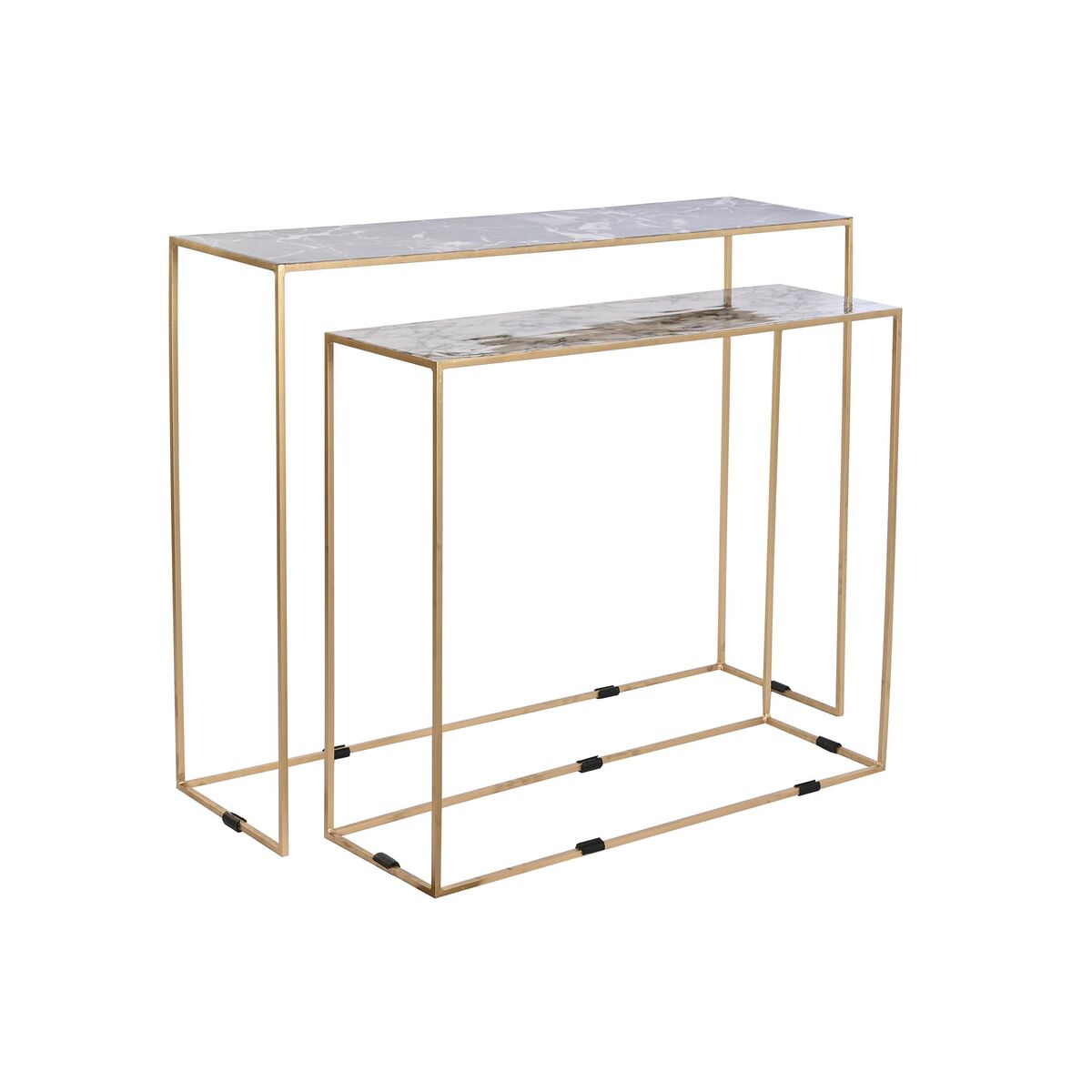 2-bordsset DKD Home Decor Vit Svart Gyllene 100 x 28 x 80 cm - 4