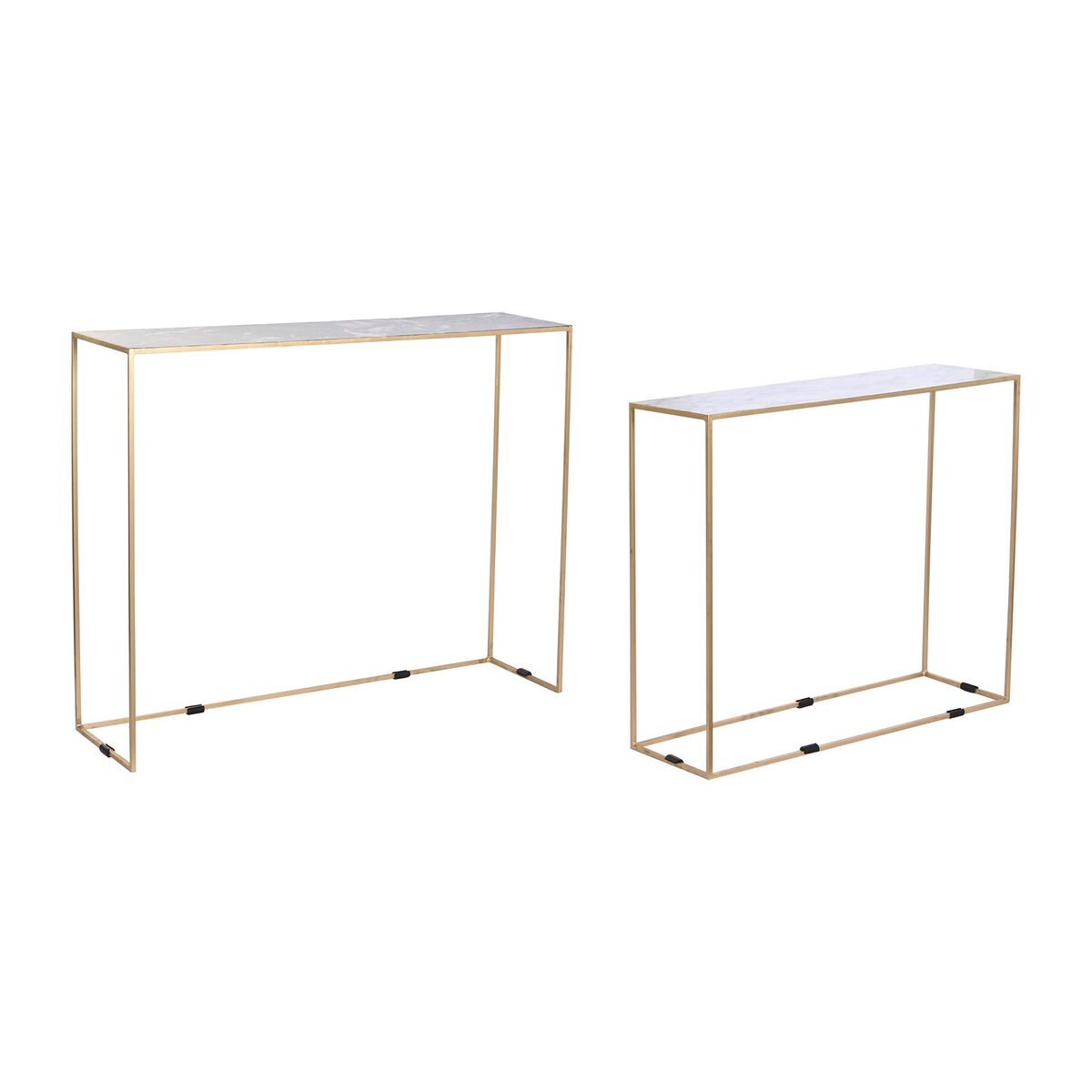 2-bordsset DKD Home Decor Vit Svart Gyllene 100 x 28 x 80 cm - 5