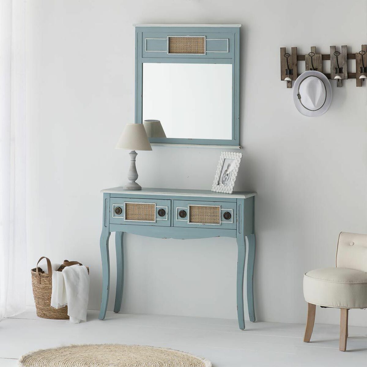 Väggspegel Alexandra House Living Blå 3 x 76 x 70 cm Rektangulär - 3