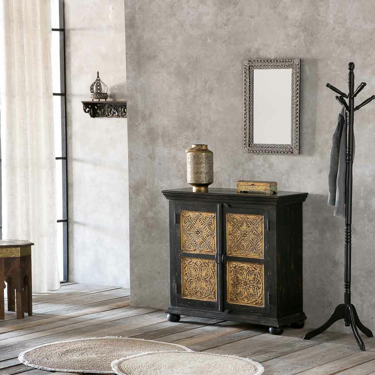 Väggspegel Alexandra House Living Vit Brun 1 x 62 x 42 cm Rektangulär - 3