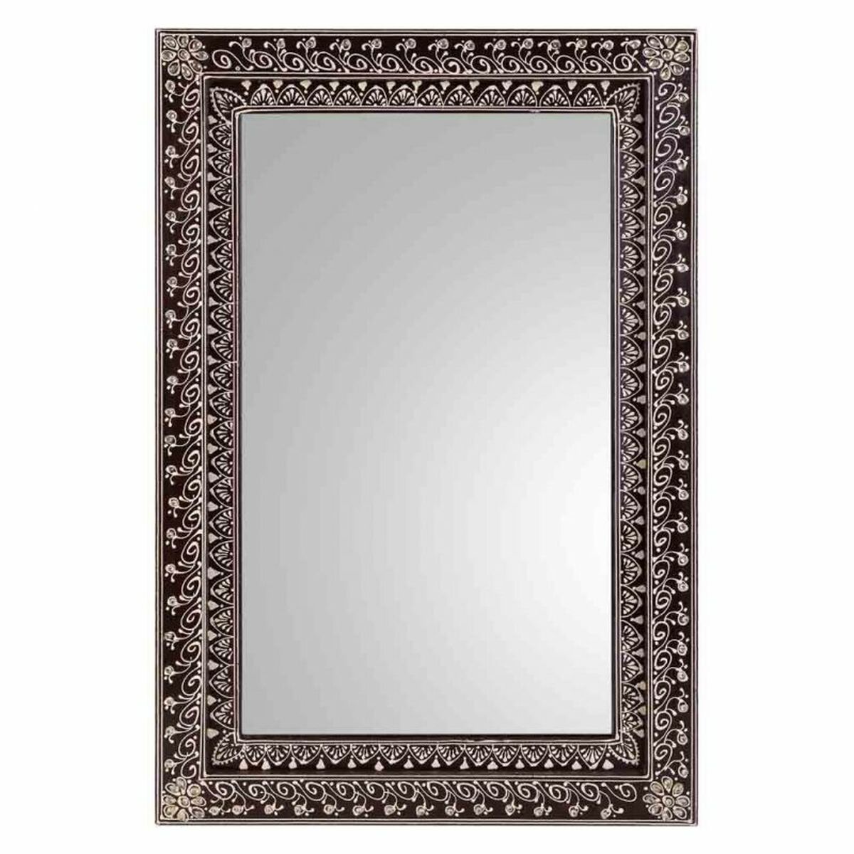 Väggspegel Alexandra House Living Vit Brun 1 x 62 x 42 cm Rektangulär