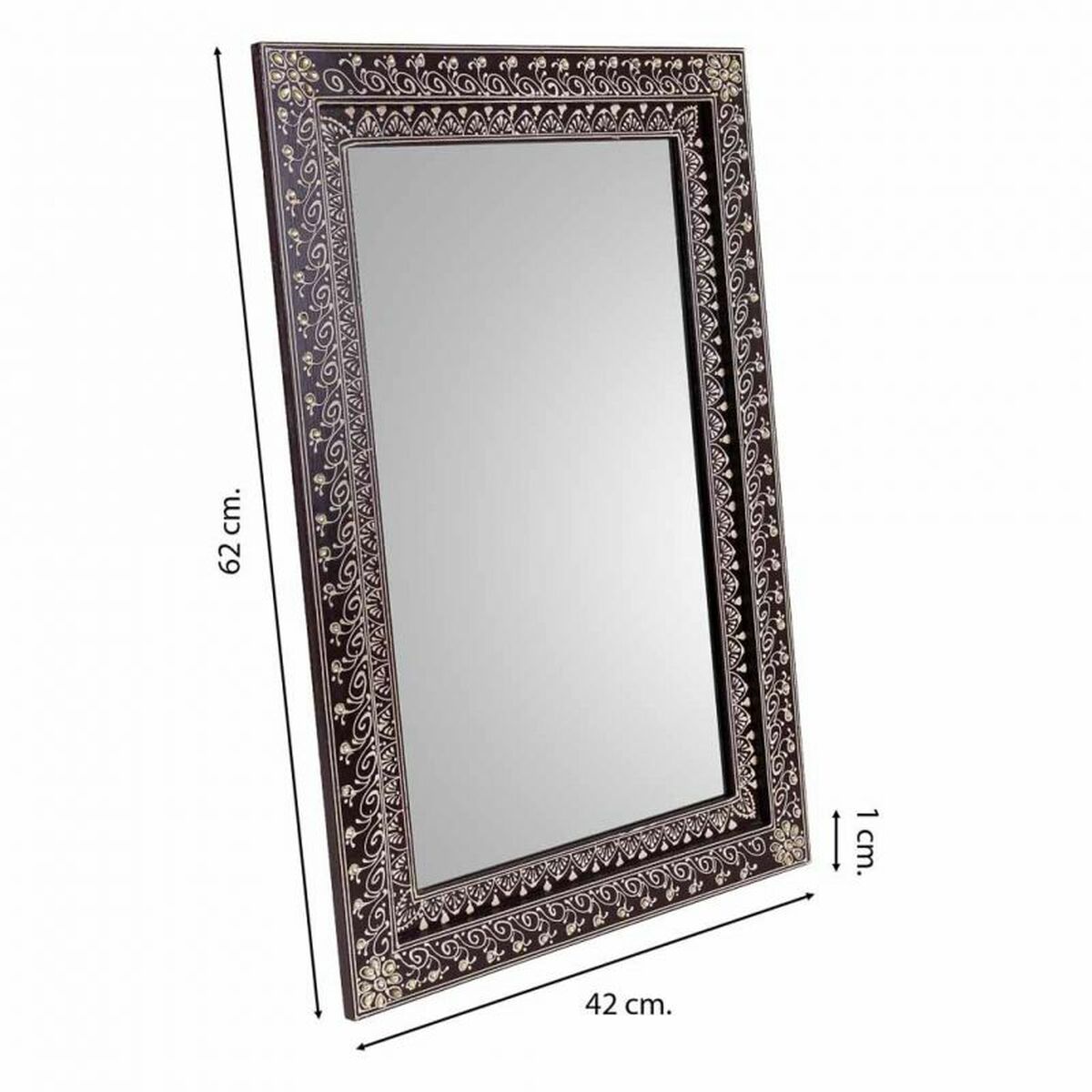 Väggspegel Alexandra House Living Vit Brun 1 x 62 x 42 cm Rektangulär - 5