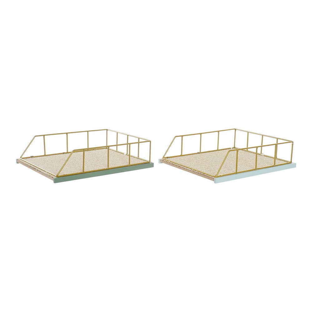 Uppsättning av arrangörsbrickor DKD Home Decor Grön polypropen Trä MDF 28,5 x 36 x 9 cm (2 antal) (1 antal) - 2