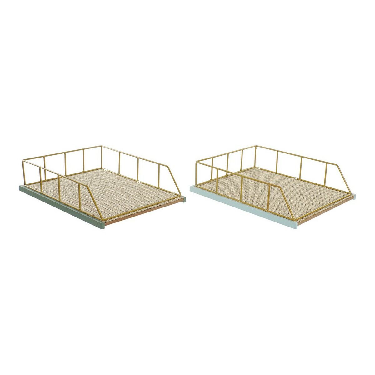 Uppsättning av arrangörsbrickor DKD Home Decor Grön polypropen Trä MDF 28,5 x 36 x 9 cm (2 antal) (1 antal) - 11