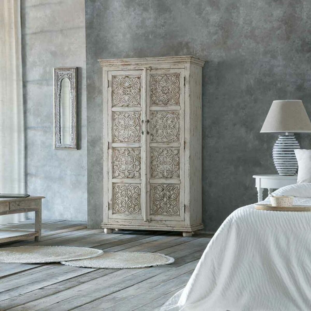 Väggspegel Alexandra House Living Vit 1 x 90 x 30 cm Rektangulär - 3