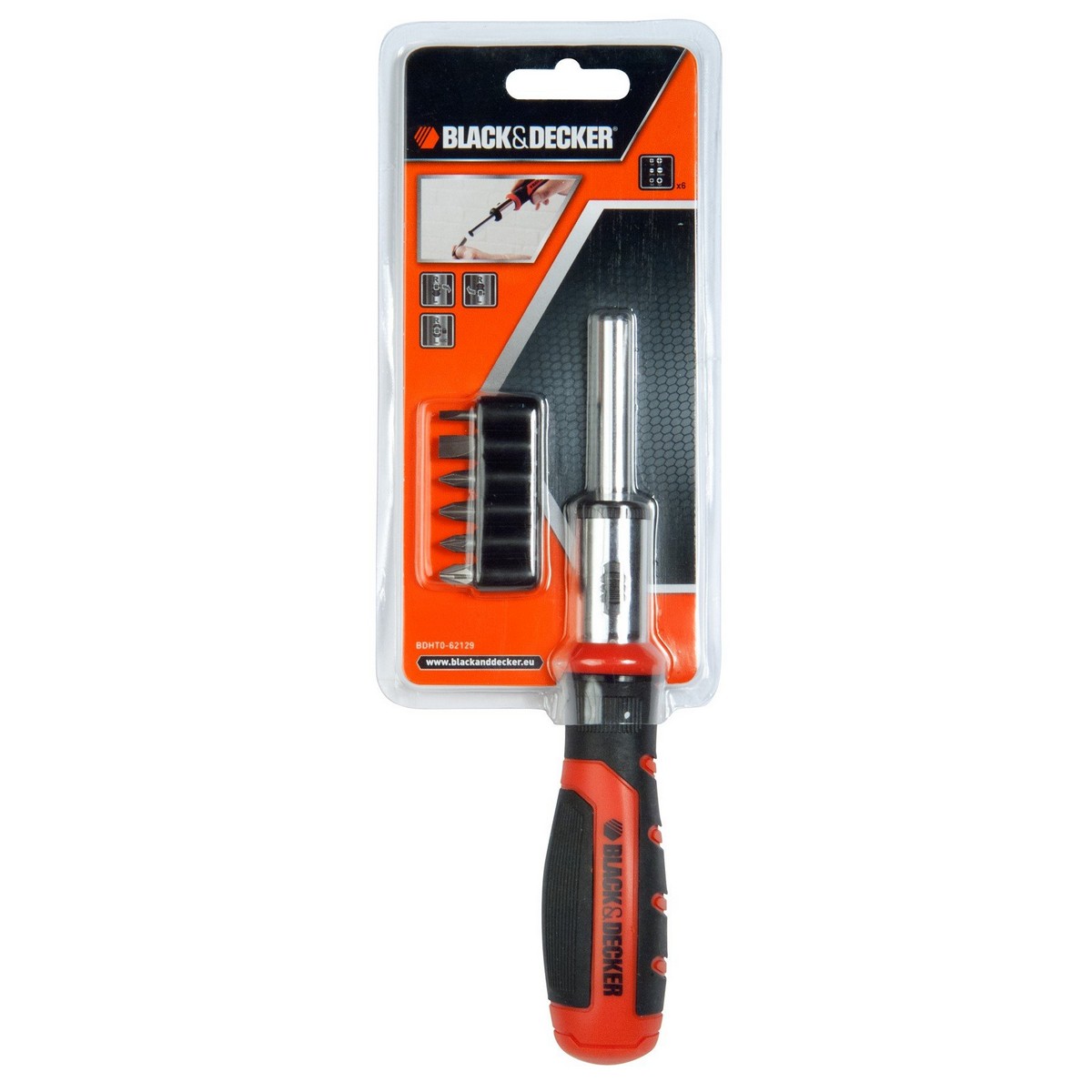 Bit set with screwdriver Black & Decker BDHT0-62129 6 Delar - 2