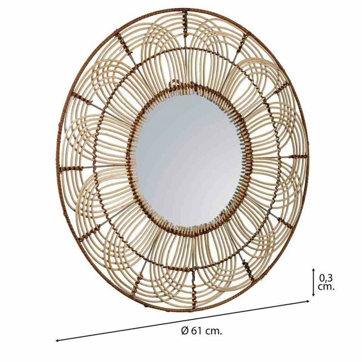 Väggspegel Alexandra House Living Brun 3 x 61 x 61 cm Cirklar - 5