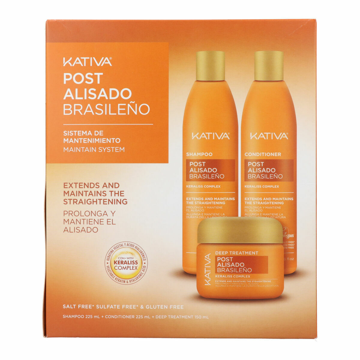 Schampo och balsam Kativa KERATIN EXPRESS 3 Delar
