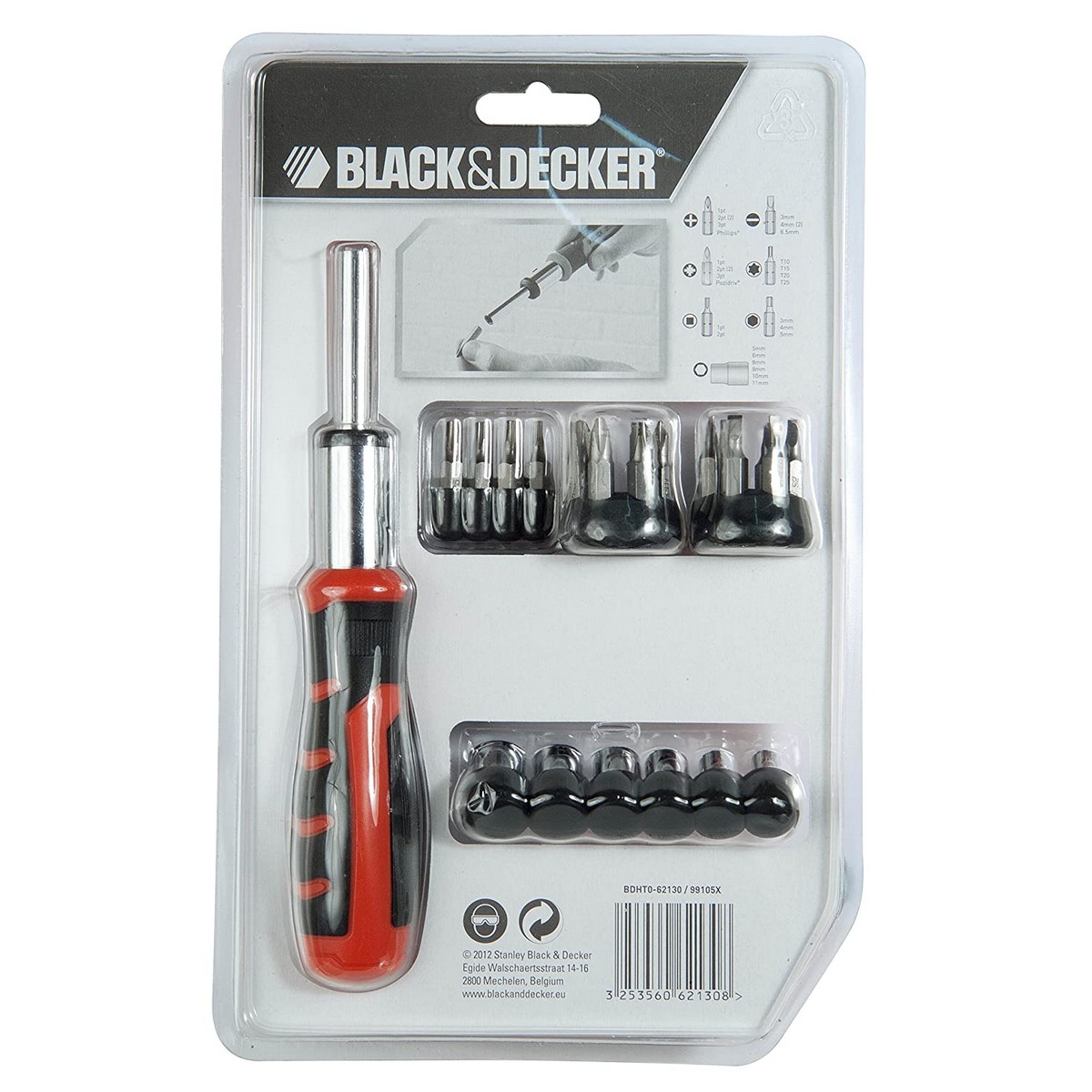 Bit set with screwdriver Black & Decker BDHT0-62130 29 Delar - 8