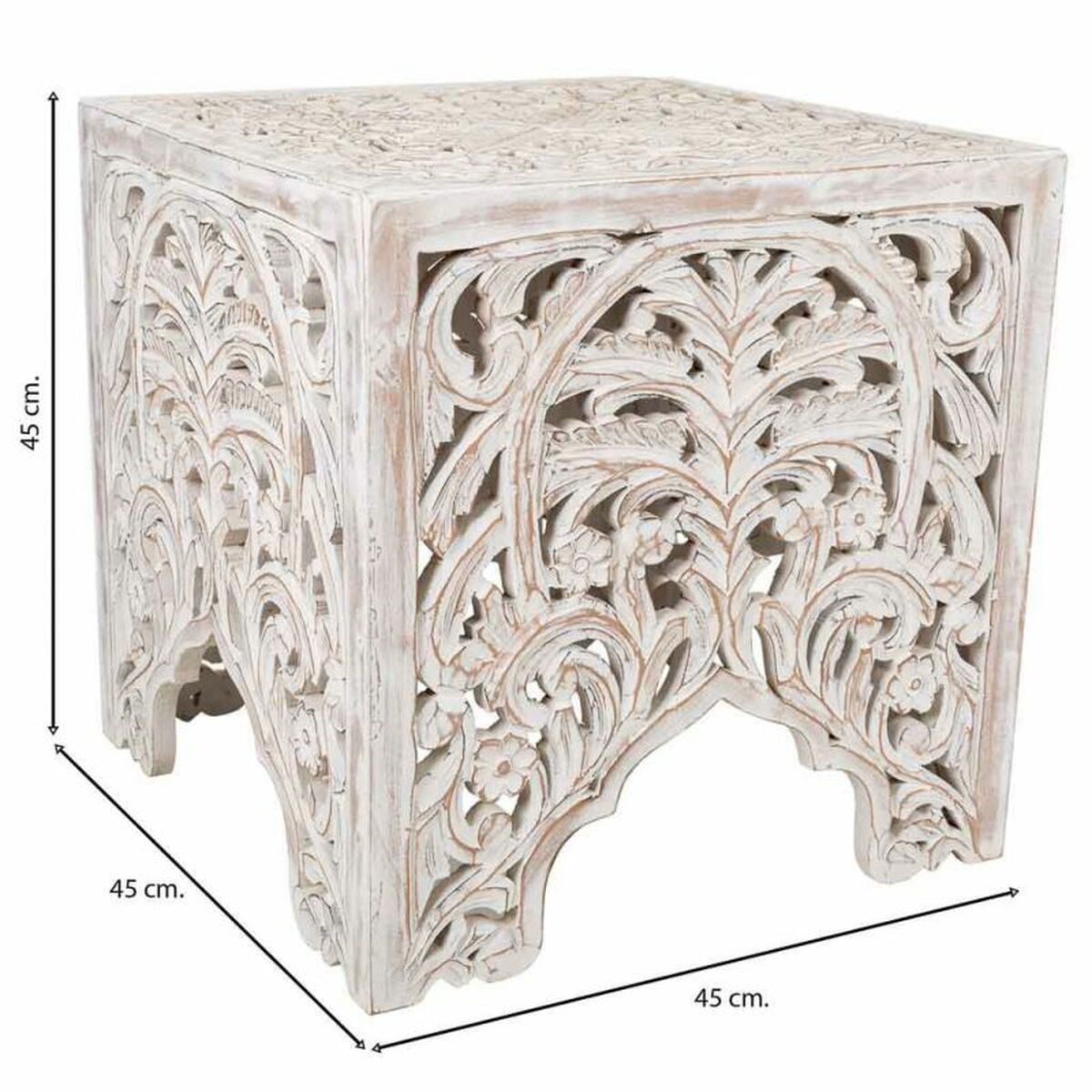 Soffbord Alexandra House Living Vit Mangoträ 45 x 45 x 45 cm - 3