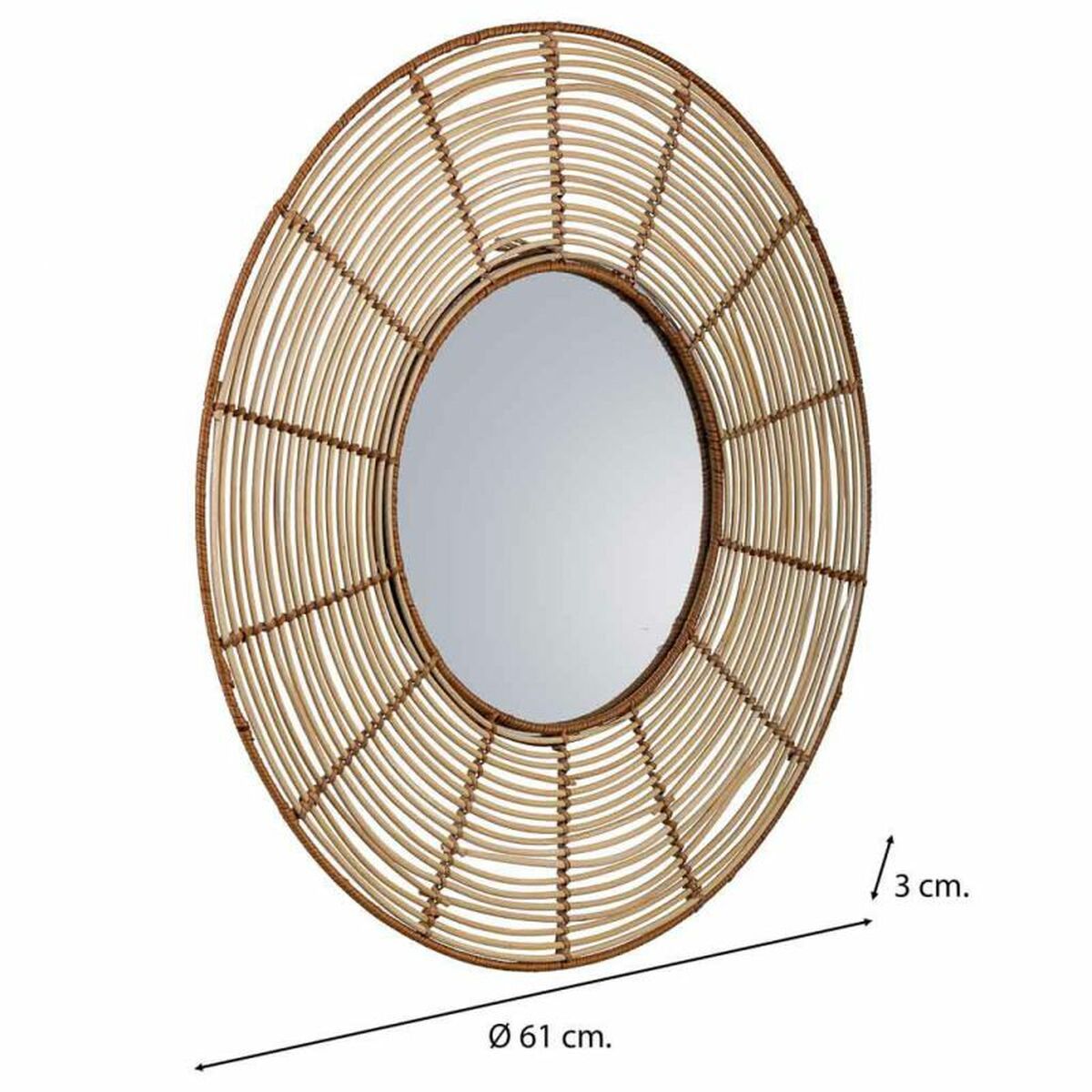 Väggspegel Alexandra House Living Brun 3 x 61 x 61 cm Cirklar - 2