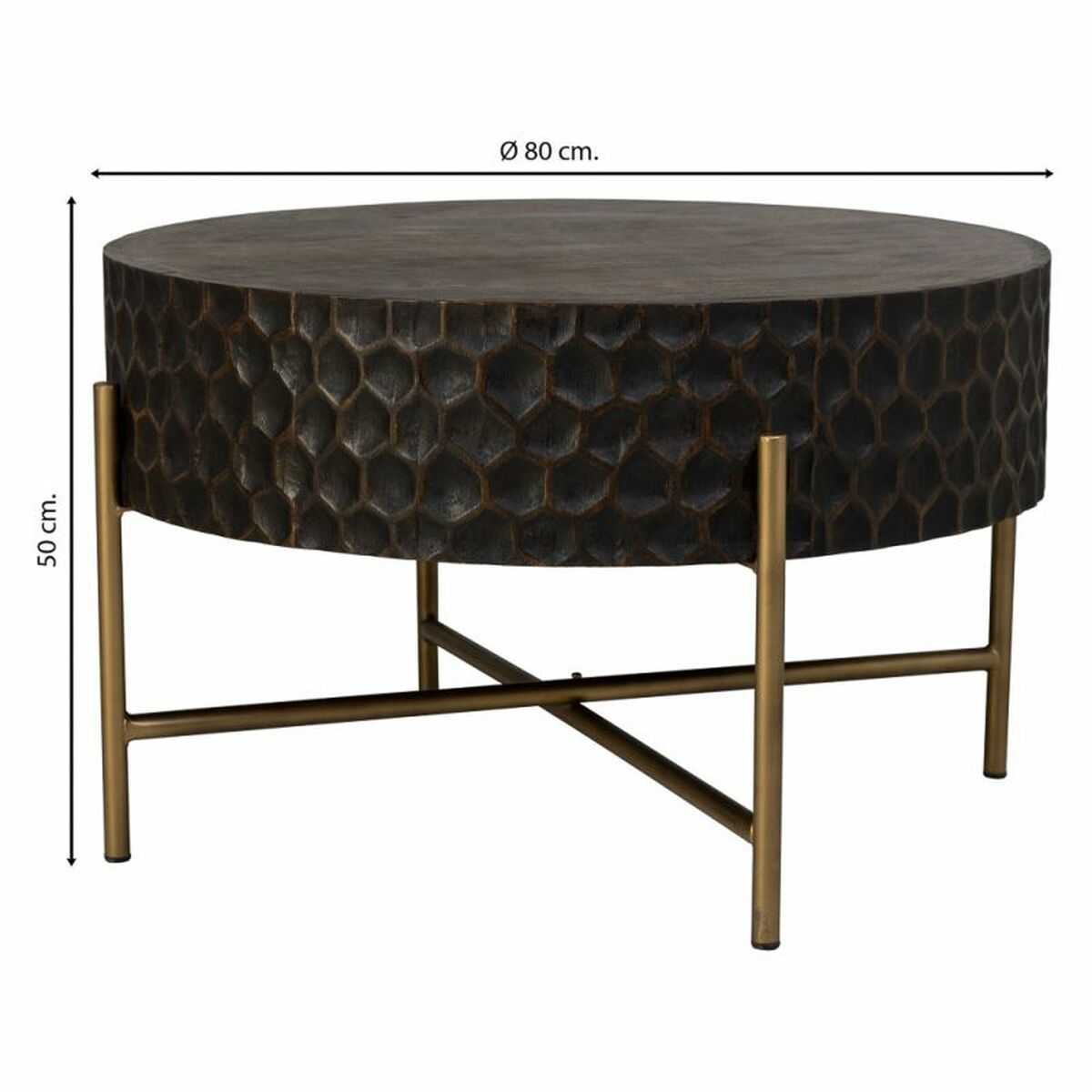Soffbord Alexandra House Living Brun Trä Järn 80 x 50 x 80 cm - 3