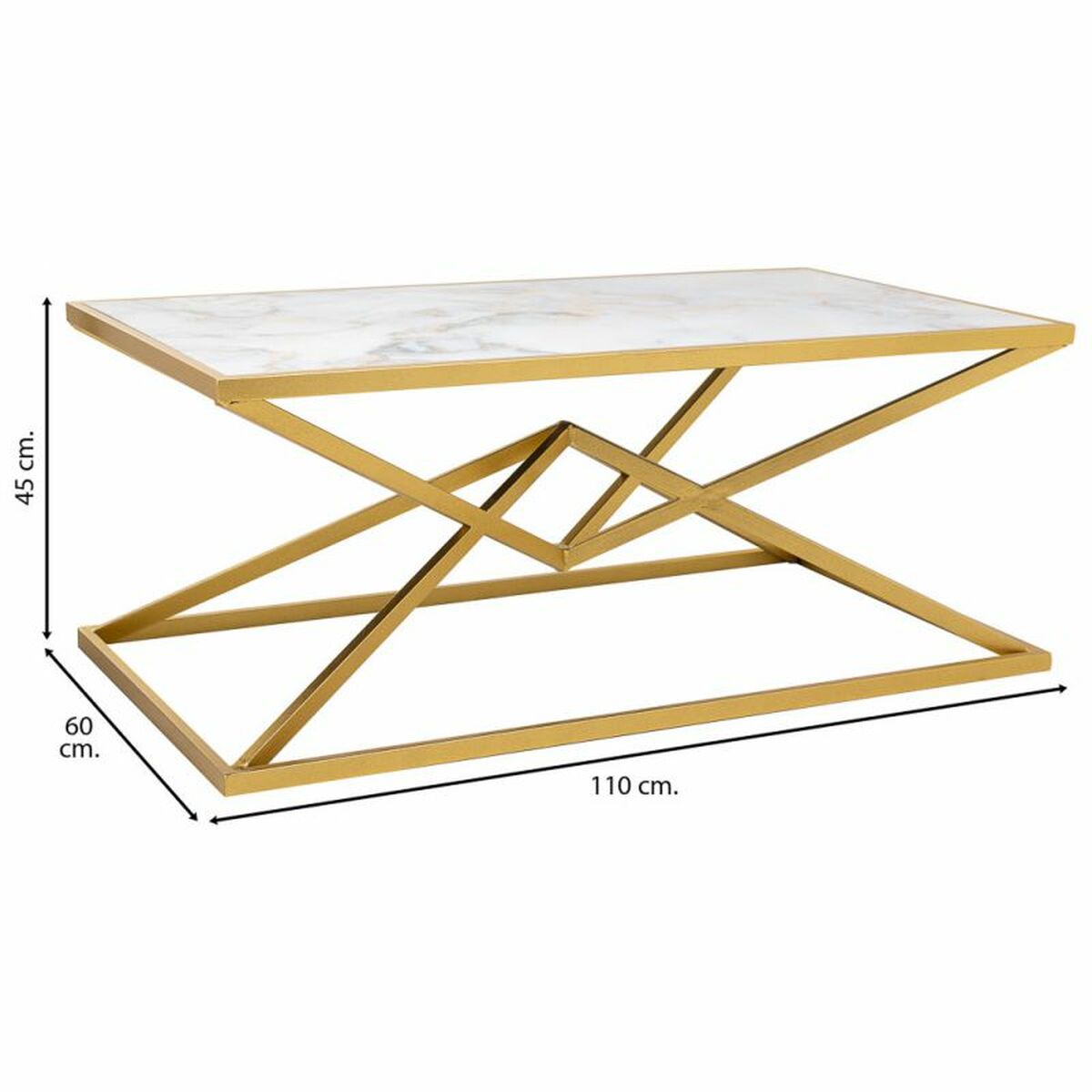Soffbord Alexandra House Living Guld Metall Papper Järn Trä MDF 60 x 45 x 110 cm - 3