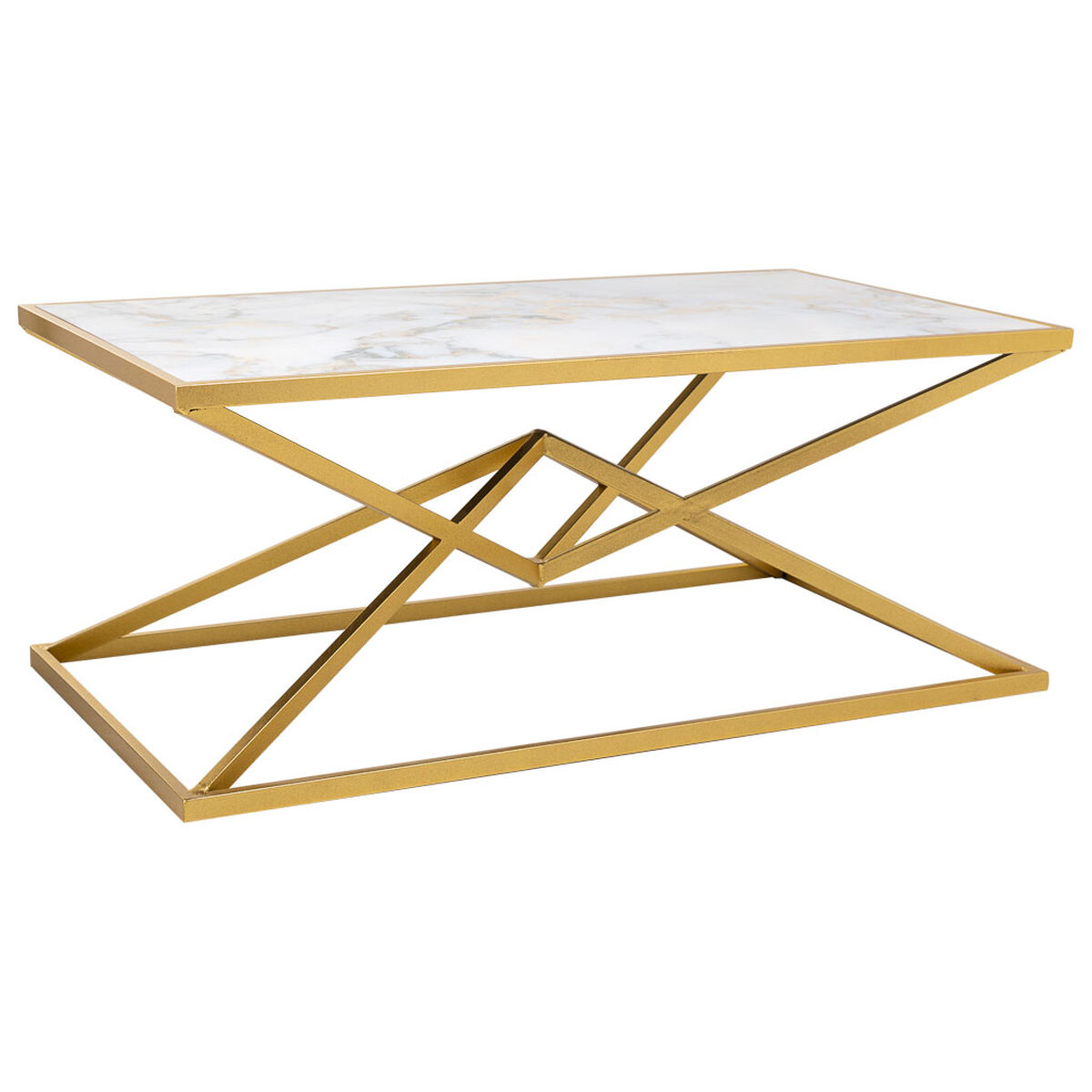 Soffbord Alexandra House Living Guld Metall Papper Järn Trä MDF 60 x 45 x 110 cm - 2