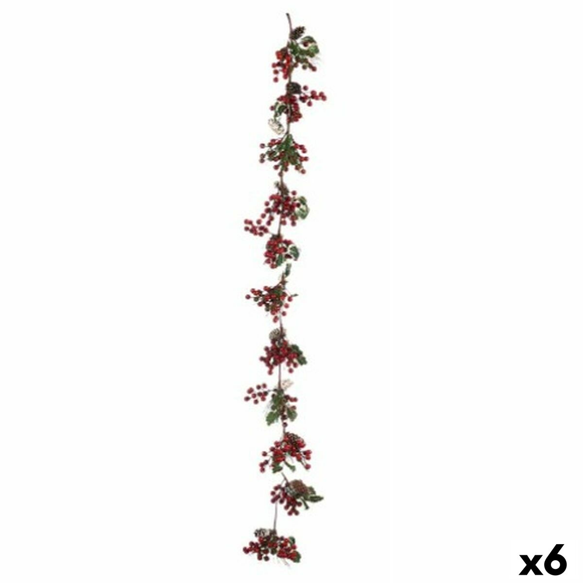 Julkrans Krist+ Brun Röd Grön Plast Röda Bär 15 x 7,5 x 156 cm Gren (6 antal)