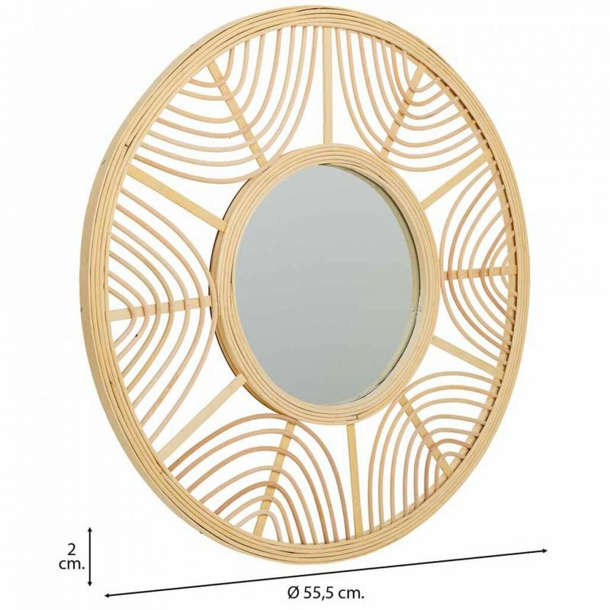 Väggspegel Alexandra House Living Naturell Bambu Rattan 55 x 2 x 55 cm - 3