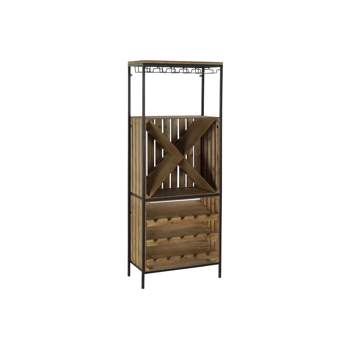Flaskställ DKD Home Decor Svart Naturell Metall Gran 60 x 30 x 160 cm - 5
