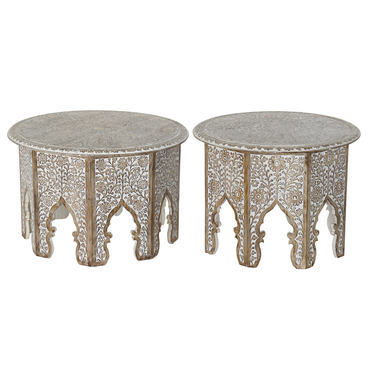 2-bordsset DKD Home Decor Naturell 75 x 75 x 45 cm 70 x 70 x 46 cm - 5