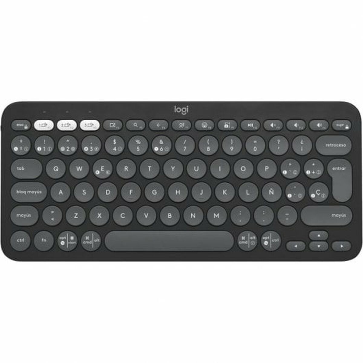 Trådlöst Tangentbord Logitech Pebble Keys 2 K380s Qwerty Spanska Svart Grå Grafit