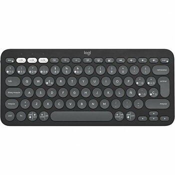 Trådlöst Tangentbord Logitech Pebble Keys 2 K380s Qwerty Spanska Svart Grå Grafit