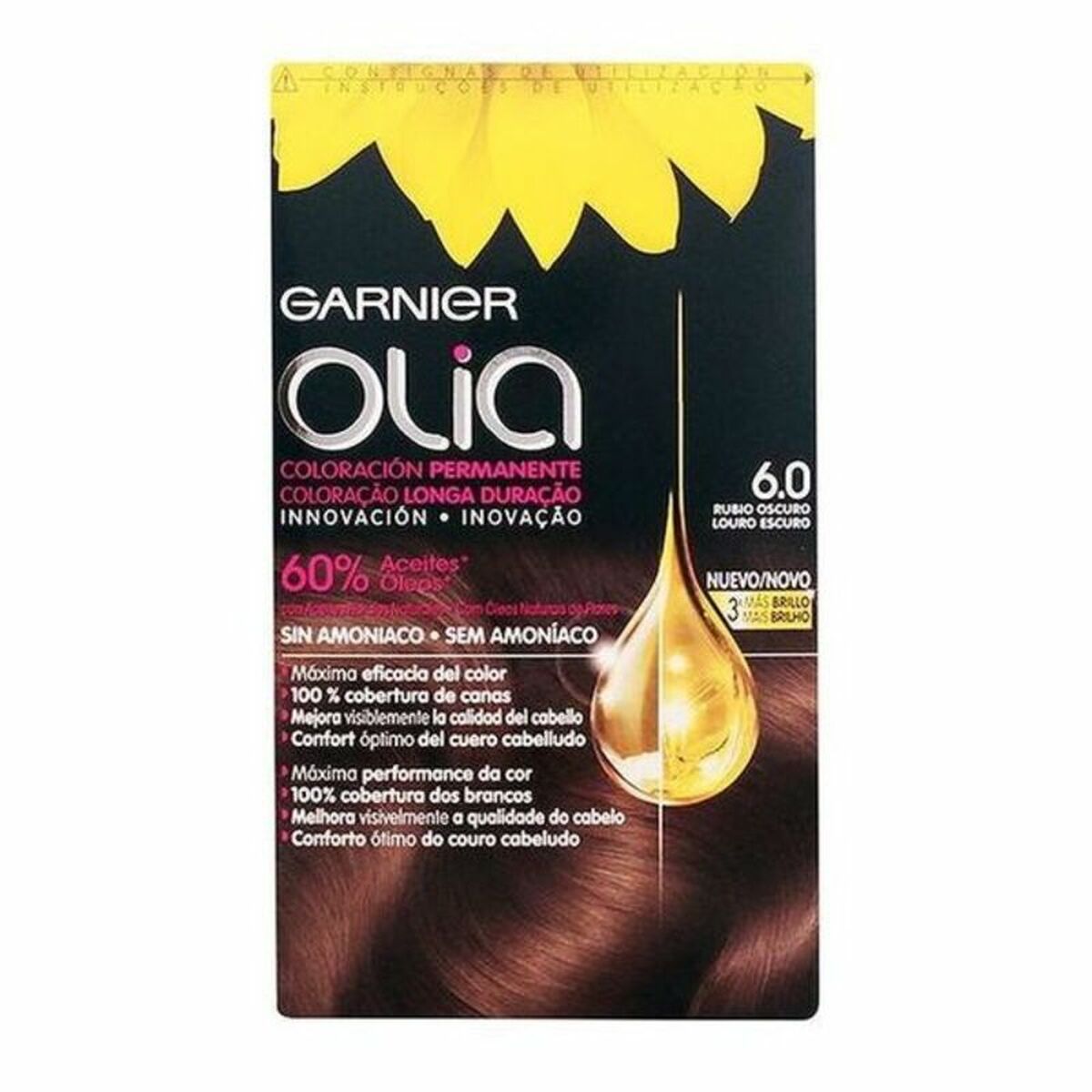 Färg utan ammoniak Garnier Olia Nº 6,0 Rubio Oscuro Lote Nº 6.0-Rubio Oscuro (1 antal)