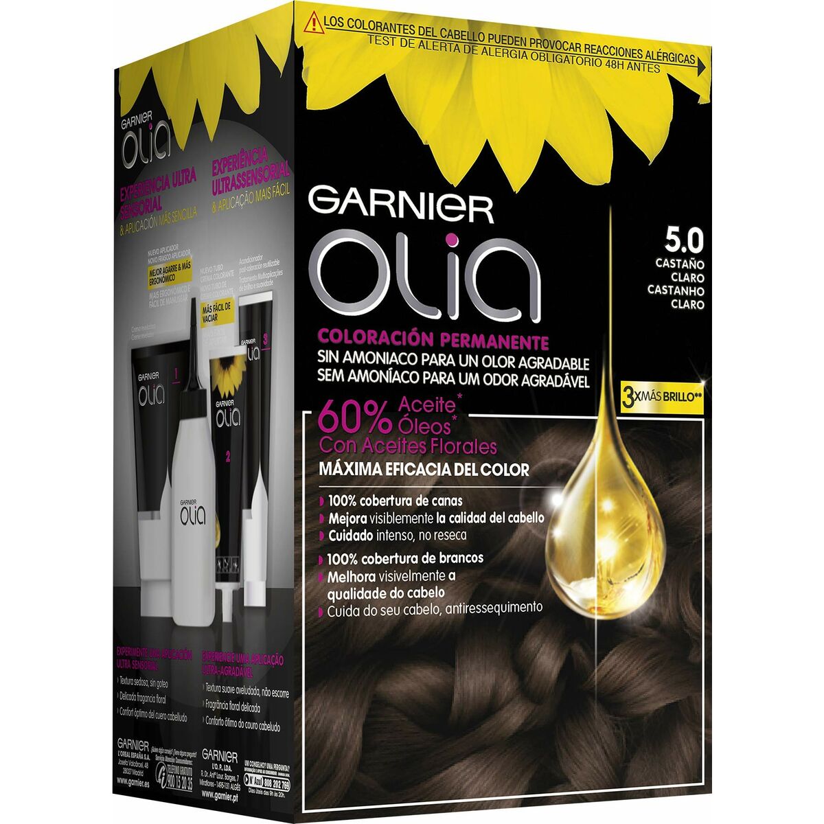 Färg utan ammoniak Garnier 1118-34673 Nº 5.0-castaño claro (1 antal)