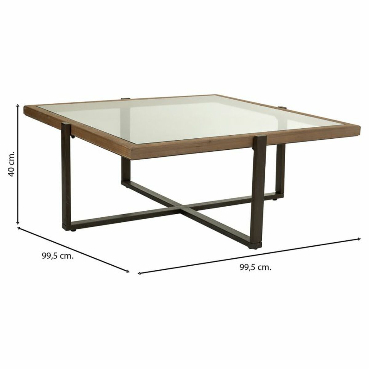 Soffbord Alexandra House Living Brun Järn Granträ 99 x 40 x 99 cm - 3