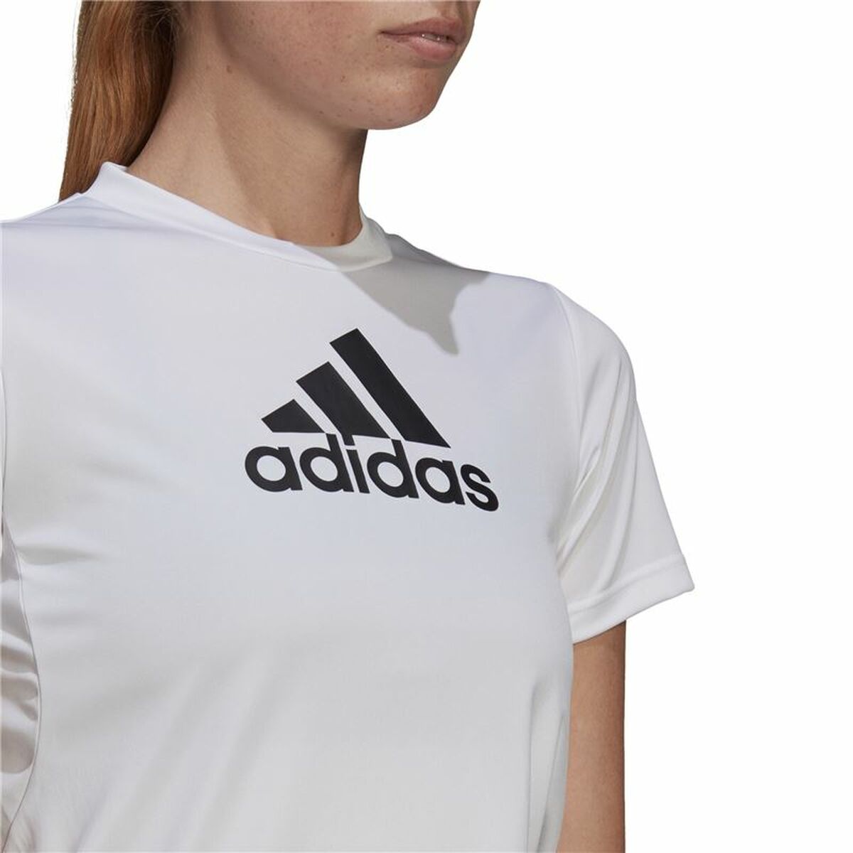 T-shirt med kortärm Dam Adidas Primeblue D2M Logo Sport  Vit - 3