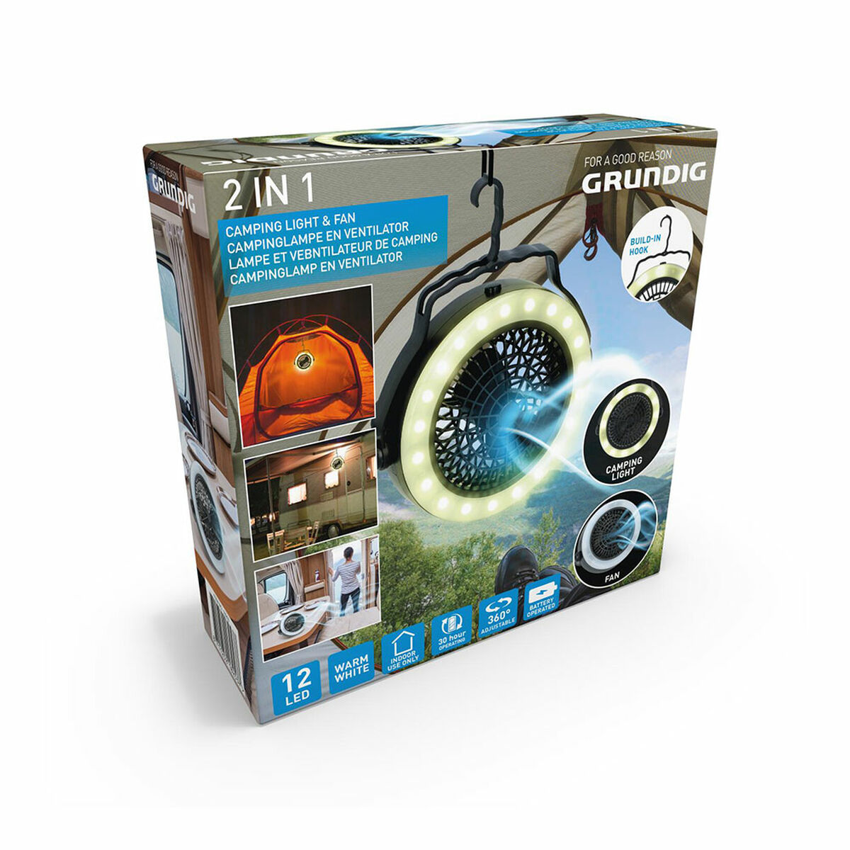 Takfläkt med belysning Grundig Svart Camping - 2