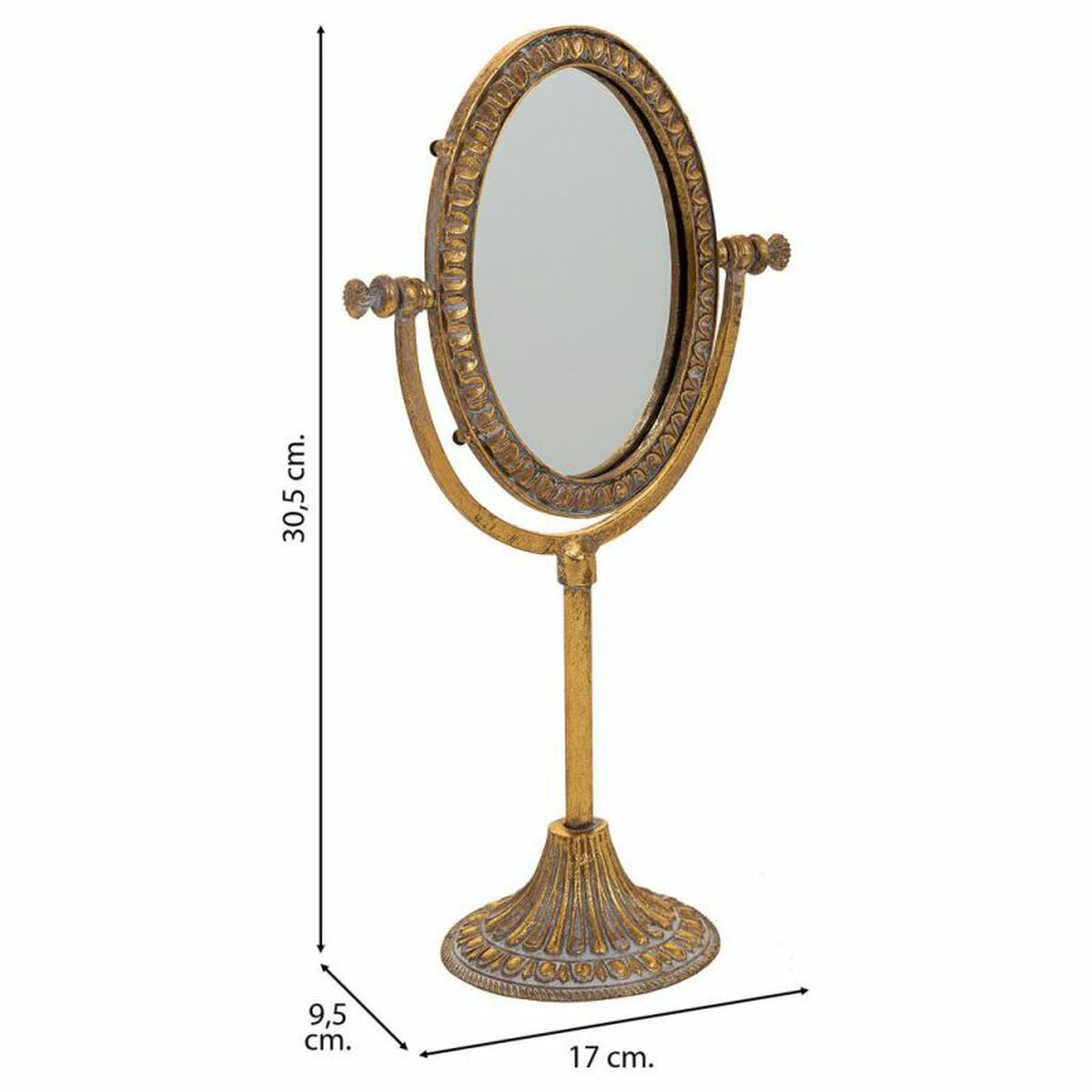 Spegel med monteringsfäste Alexandra House Living Guld Harts 9 x 30 x 17 cm - 3