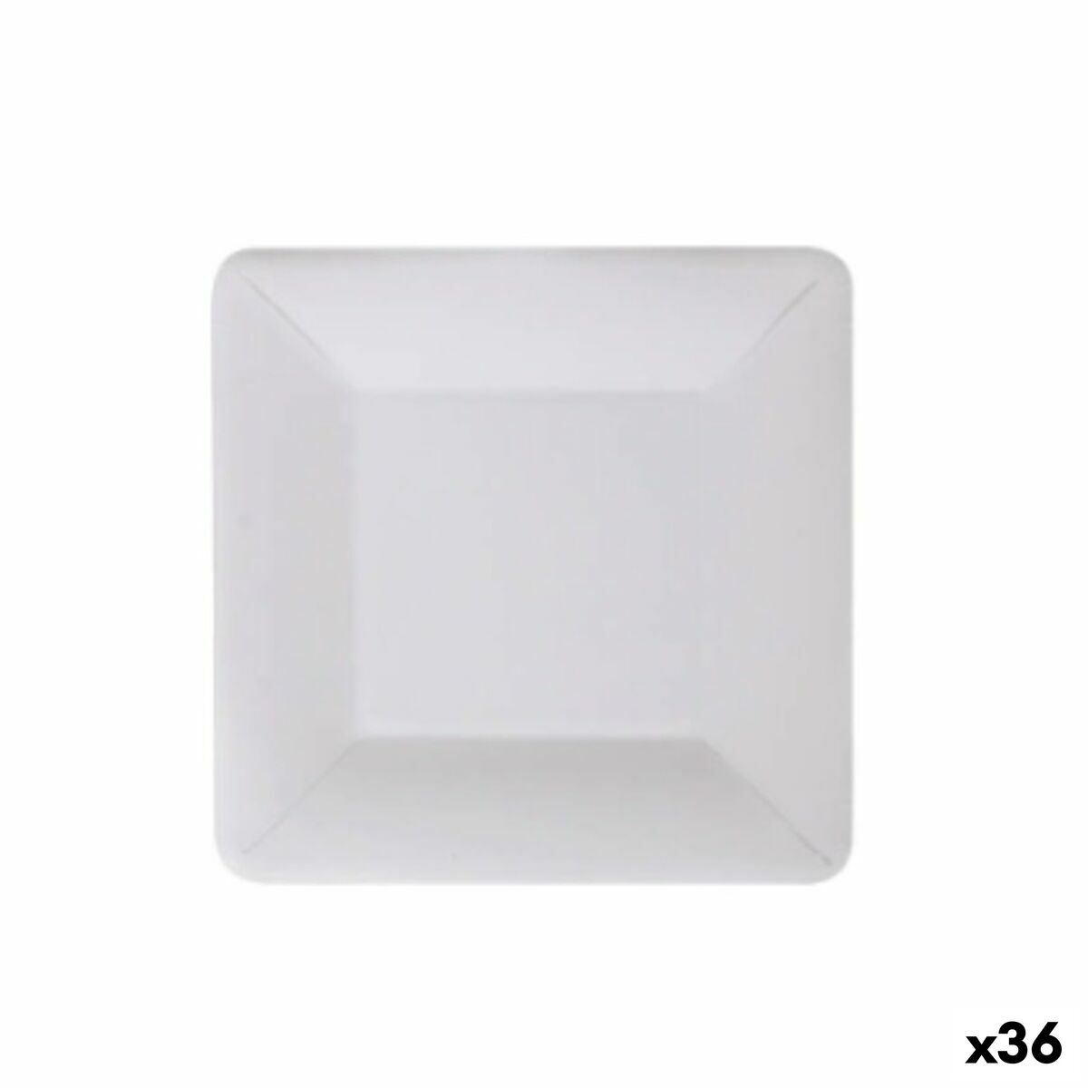Tallriksset Algon Engångsanvändning Vit Papp Fyrkantig 18 cm (36 antal) - 3