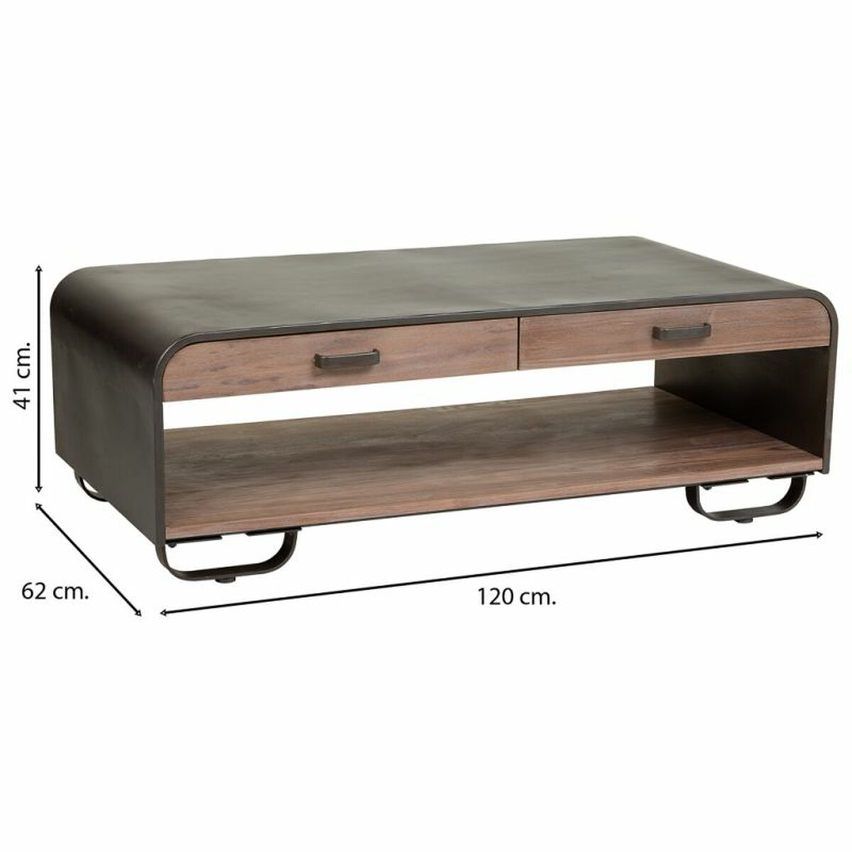 Soffbord Alexandra House Living Brun Trä Järn Platta Granträ 62 x 41 x 120 cm - 4