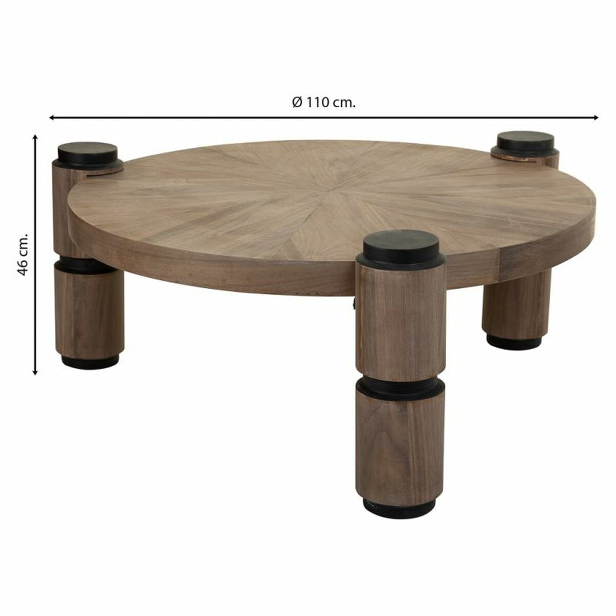 Soffbord Alexandra House Living Brun Trä Järn Platta Granträ 110 x 46 x 110 cm - 4
