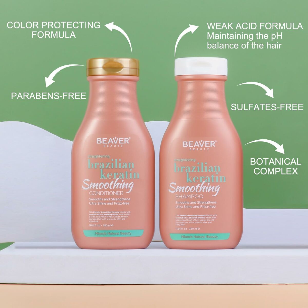 Uträtande schampo Beaver BRAZILIAN KERATIN 350 ml - 3