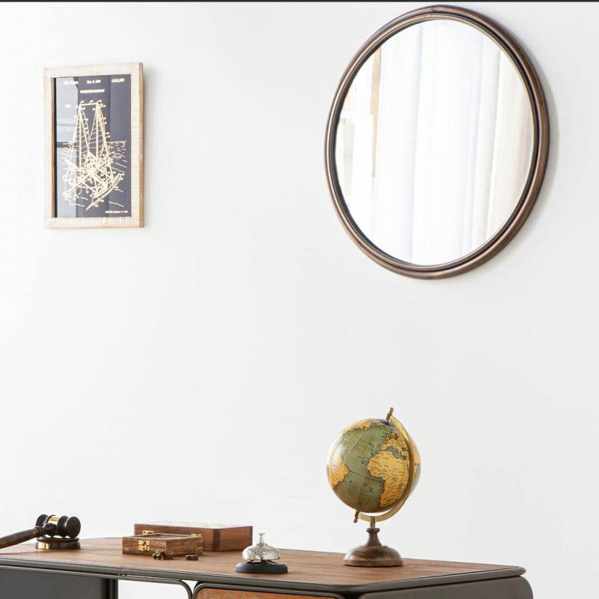 Väggspegel Alexandra House Living Gyllene 2 x 61 x 61 cm Cirklar - 3
