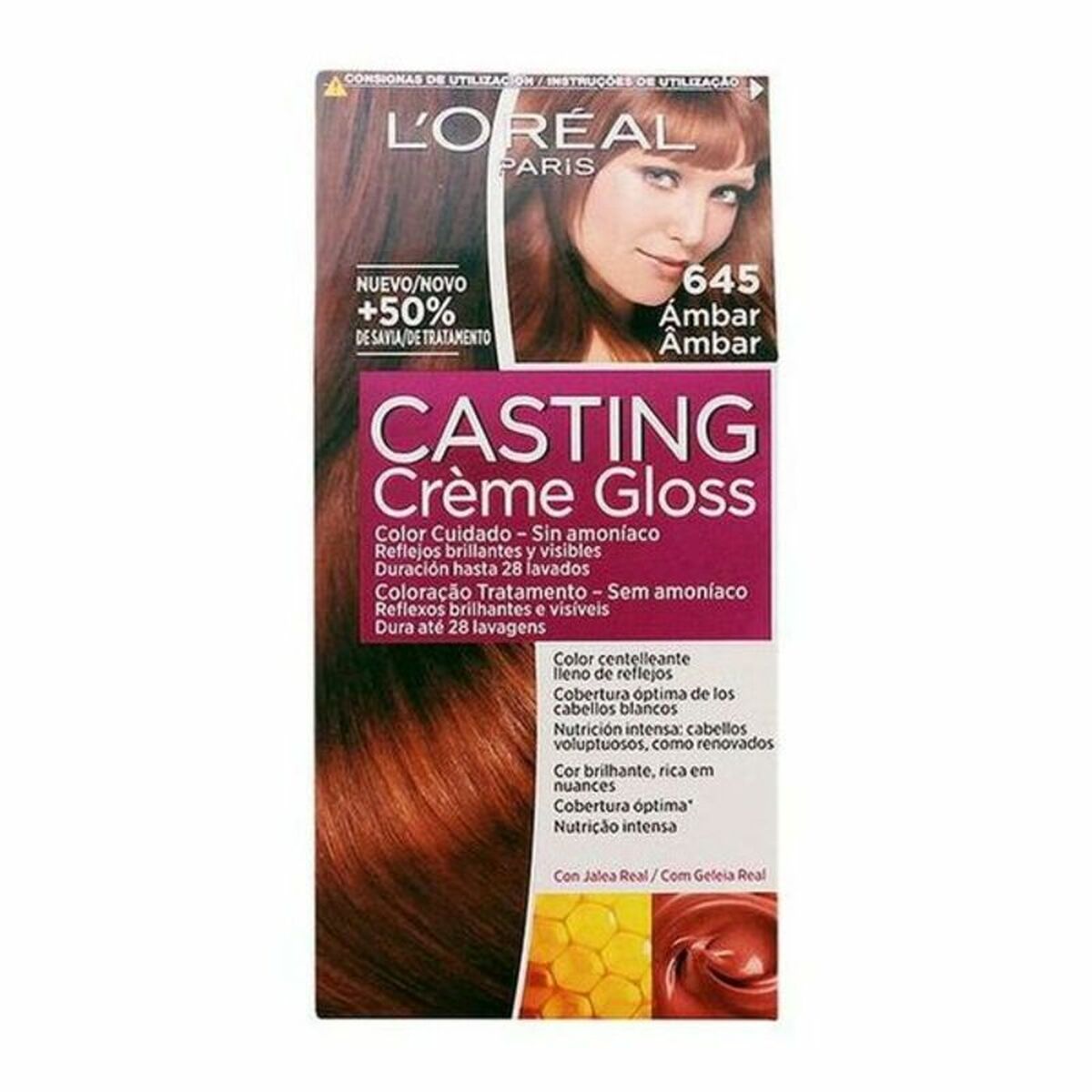 Färg utan ammoniak L'Oreal Make Up Casting Creme Gloss Nº 645-Ambar 180 ml