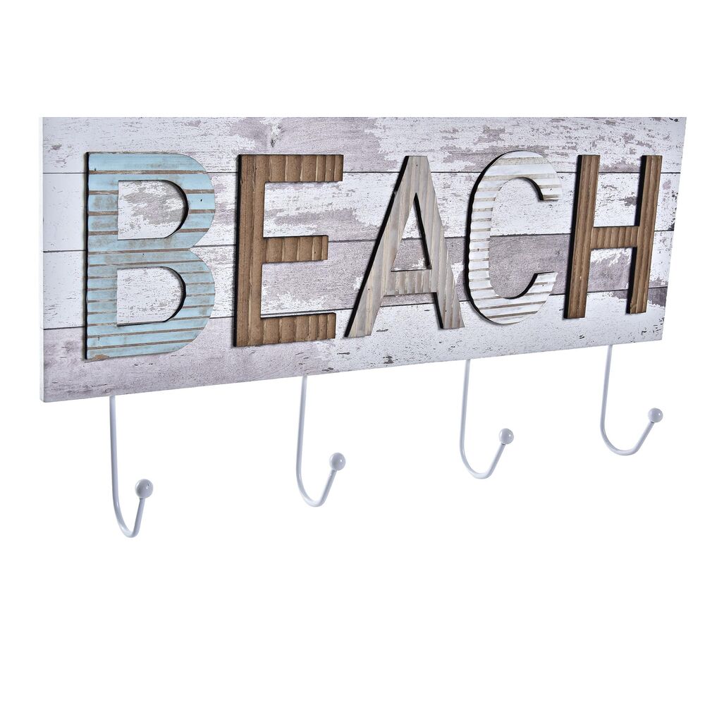 Väggmonterad rockhängare DKD Home Decor Trä Metall Strand 45 x 5 x 23 cm (2 antal) - 3