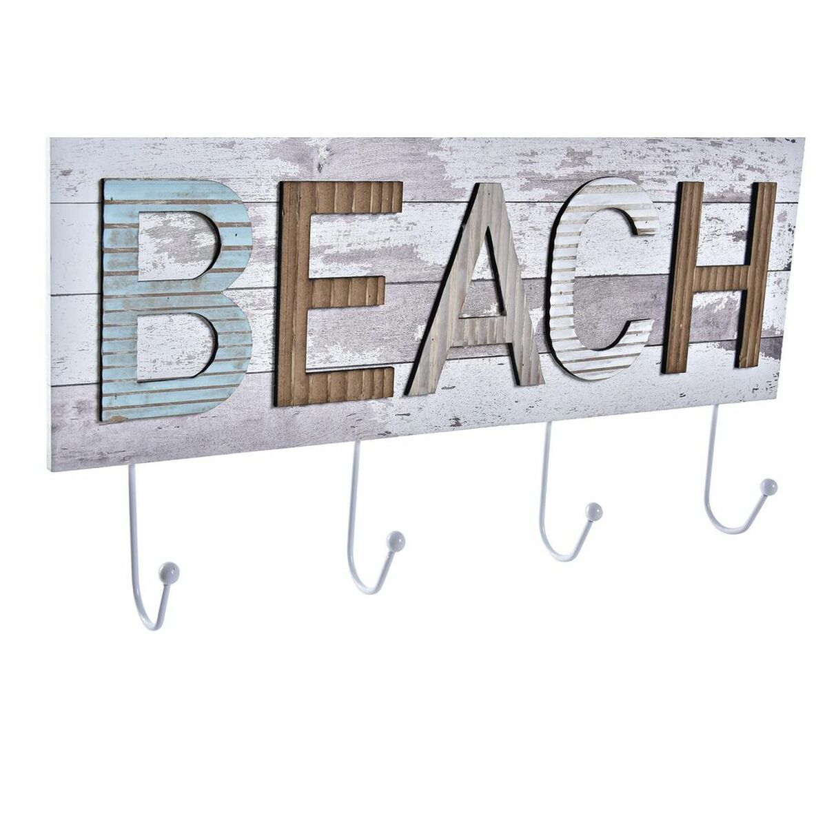 Väggmonterad rockhängare DKD Home Decor Trä Metall Strand 45 x 5 x 23 cm (2 antal) - 6