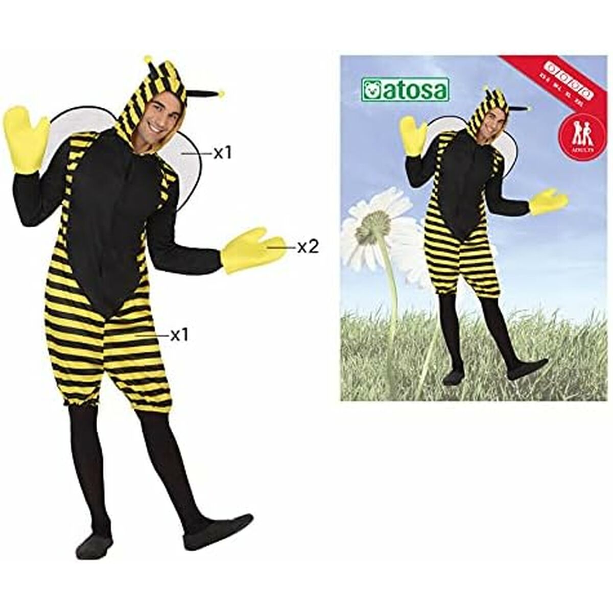 Maskeraddräkt vuxna Th3 Party 95550 Multicolour djur (4 Delar) - 9