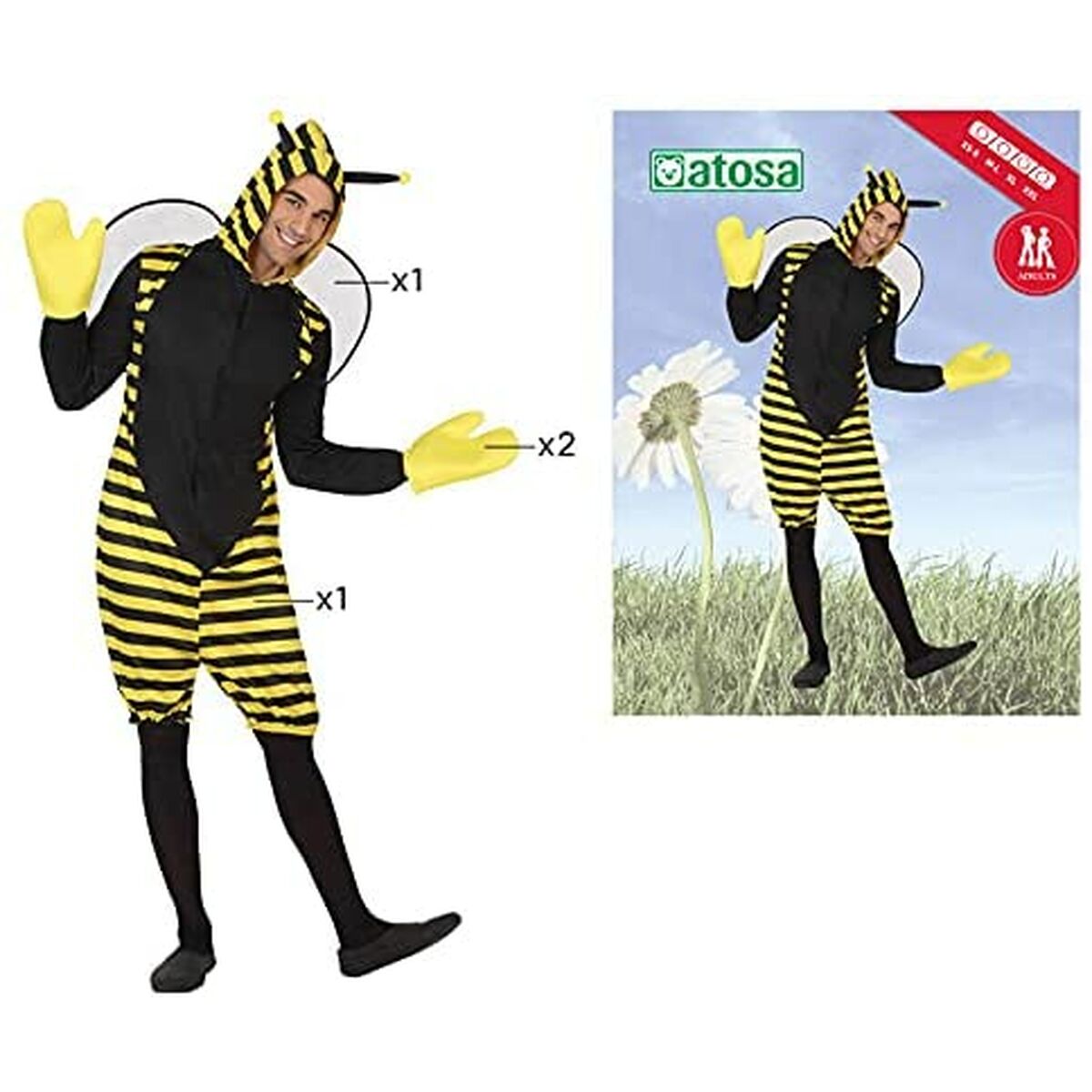 Maskeraddräkt vuxna Th3 Party 95550 Multicolour djur (4 Delar) - 10