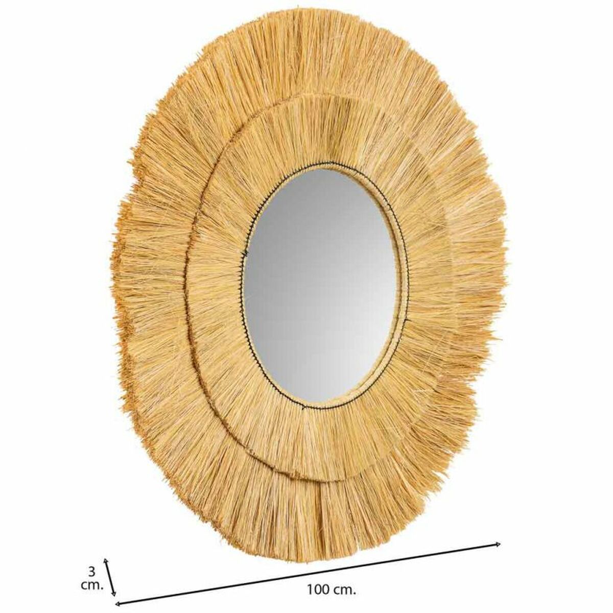 Väggspegel Alexandra House Living Brun Järn Naturliga fibrer 100 x 3 x 100 cm - 3
