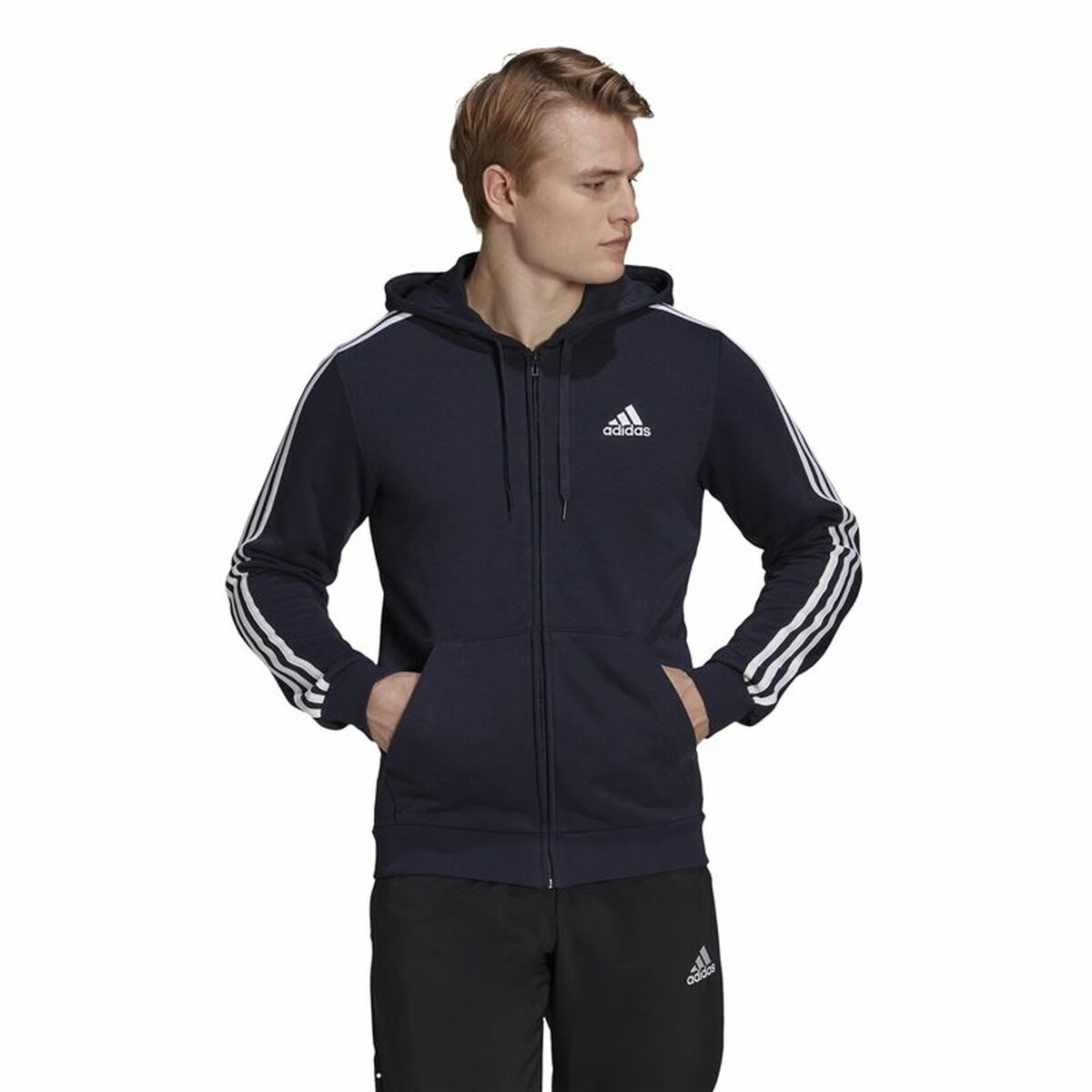 Träningsjacka Herr Adidas Essentials French Terry 3 Mörkblå - 2