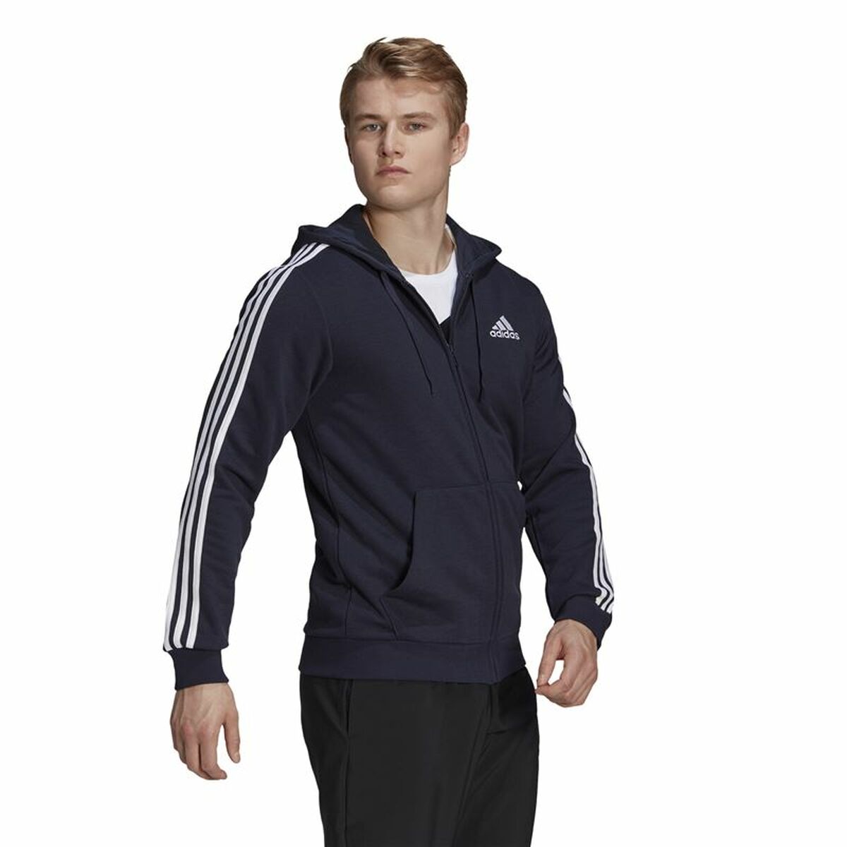 Träningsjacka Herr Adidas Essentials French Terry 3 Mörkblå - 4