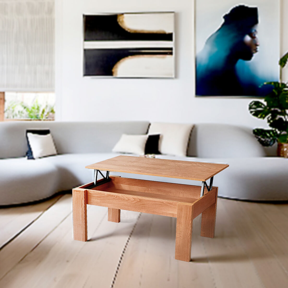 Soffbord Alexandra House Living Körsbärsträd Metall Trä MDP 105 x 51 x 55 cm - 4