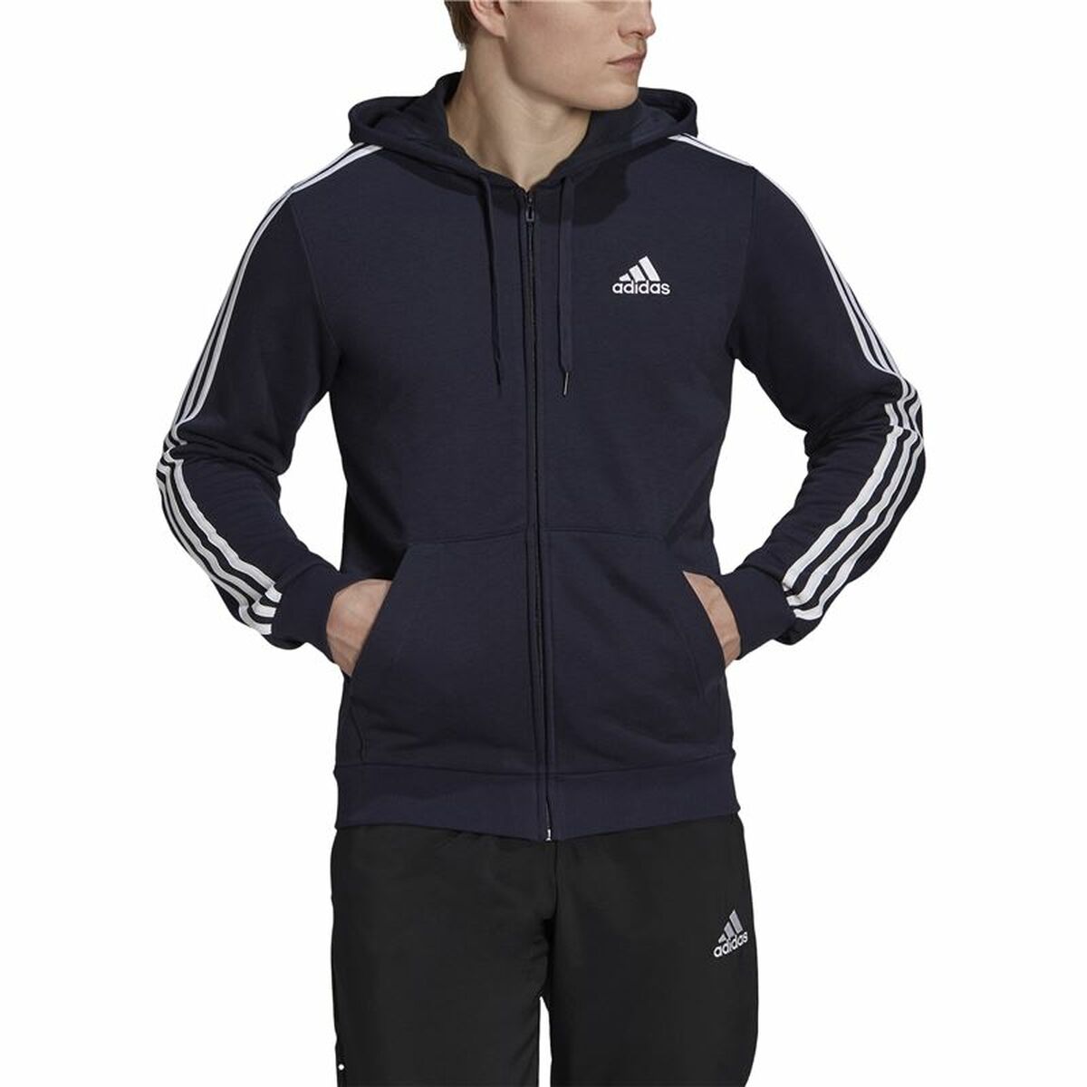 Träningsjacka Herr Adidas Essentials French Terry 3 Mörkblå - 5